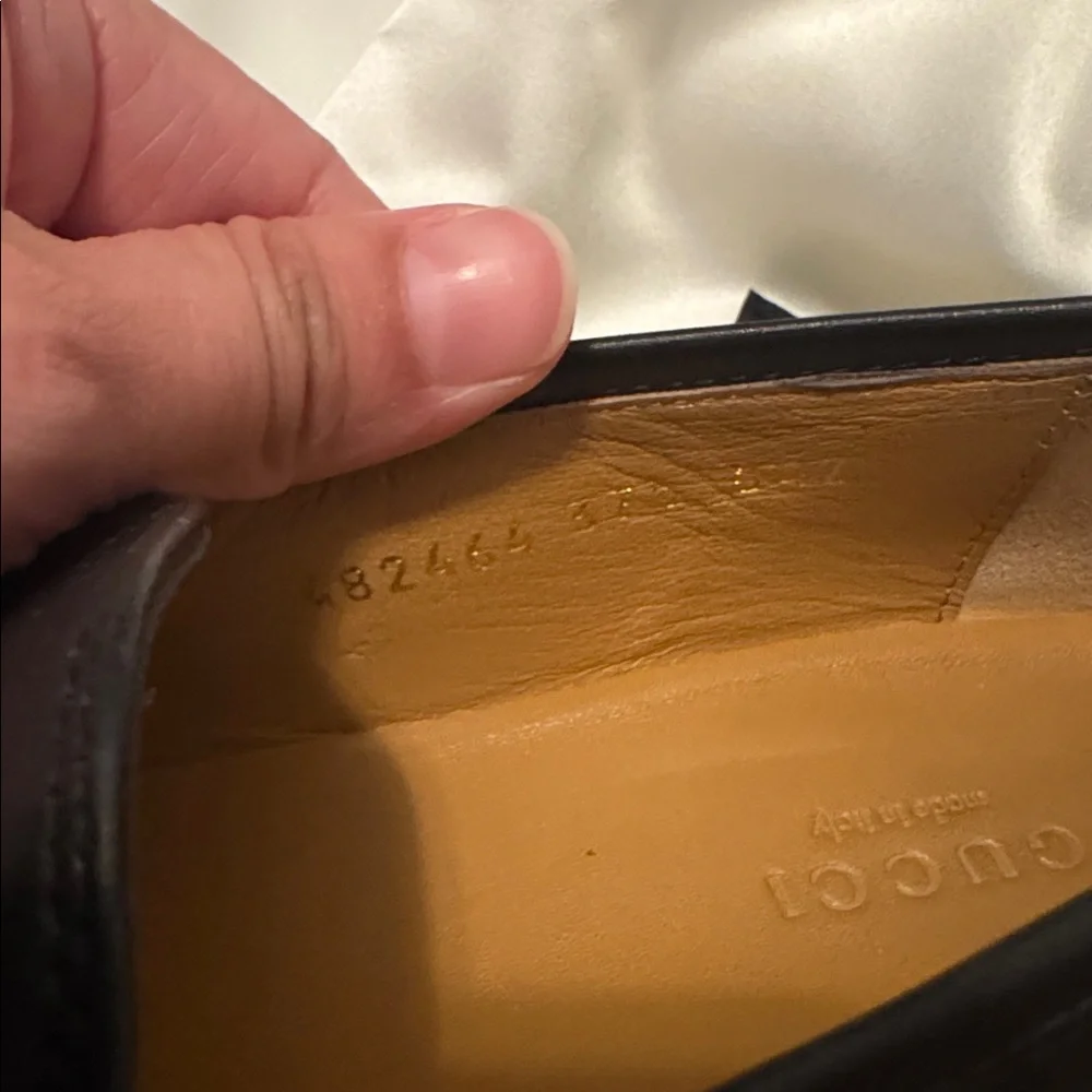 Gucci Jordaan Horsebit Black Leather Loafers | Classic Gucci Slip-On Size 37.5 - Picture 7 of 10